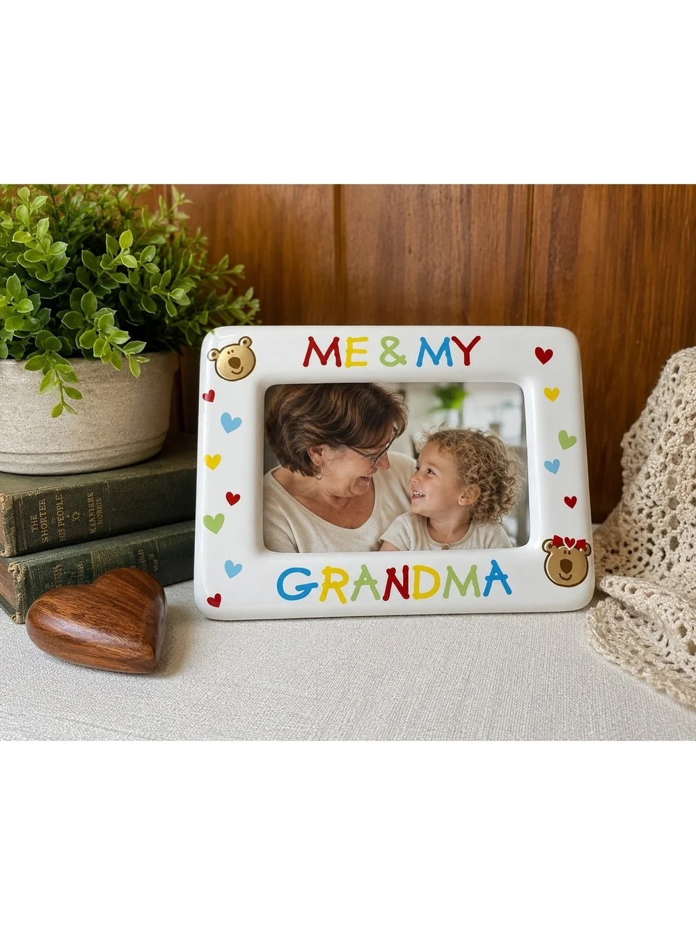 Vintage Me & My Grandma Ceramic Picture Frame Holds 4x6 Photo